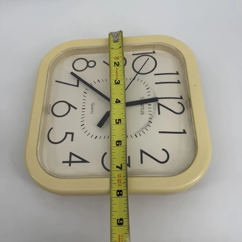 Vtg MCM Spartus Wall Clock Quartz Tested & WORKS CREAM BEIGE Made USA